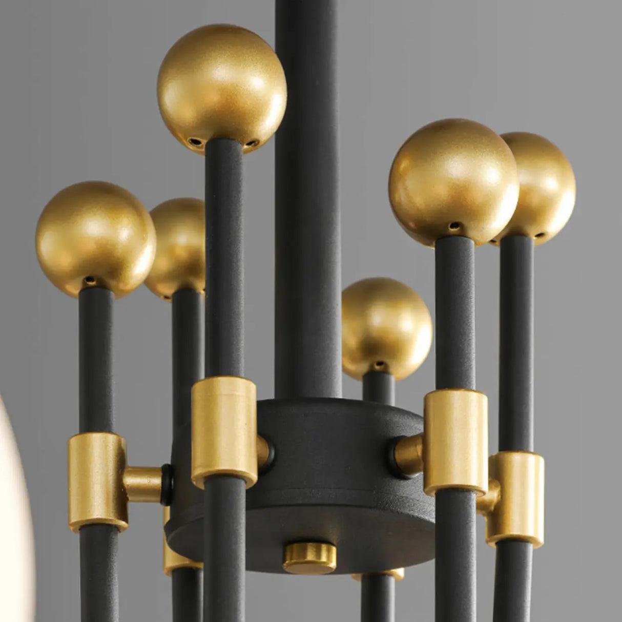 Contemporary Globe Glass Living Room Black Gold Chandelier Image - 10