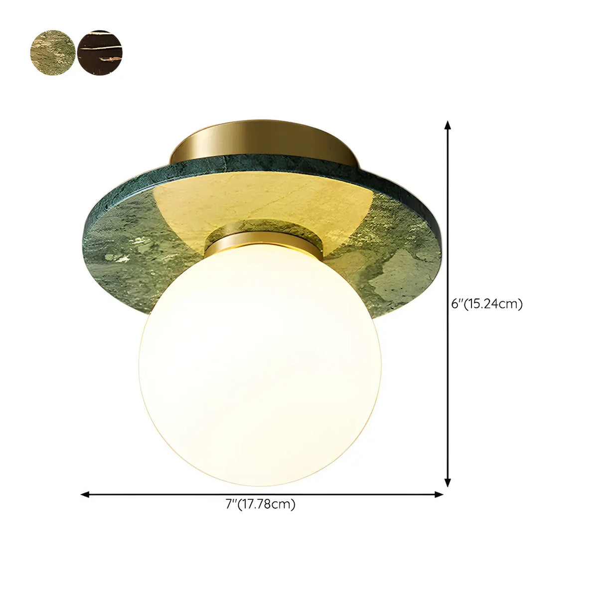 Contemporary Globe Round Marble Flush Mount Ceiling Light