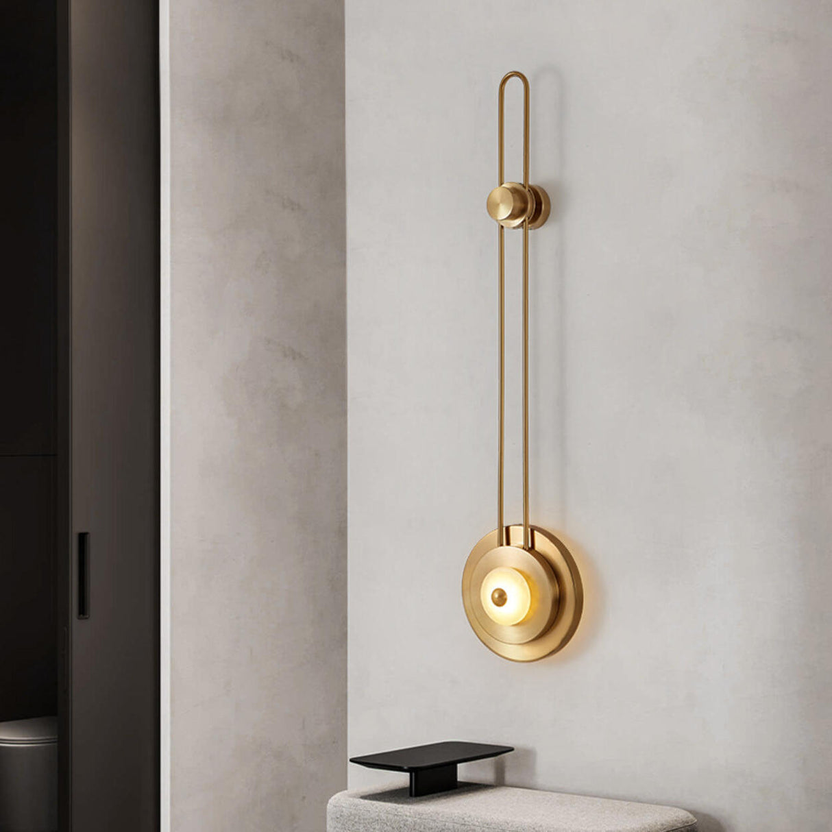 Contemporary Gold Circular LED Wall Sconce Light Image - 3