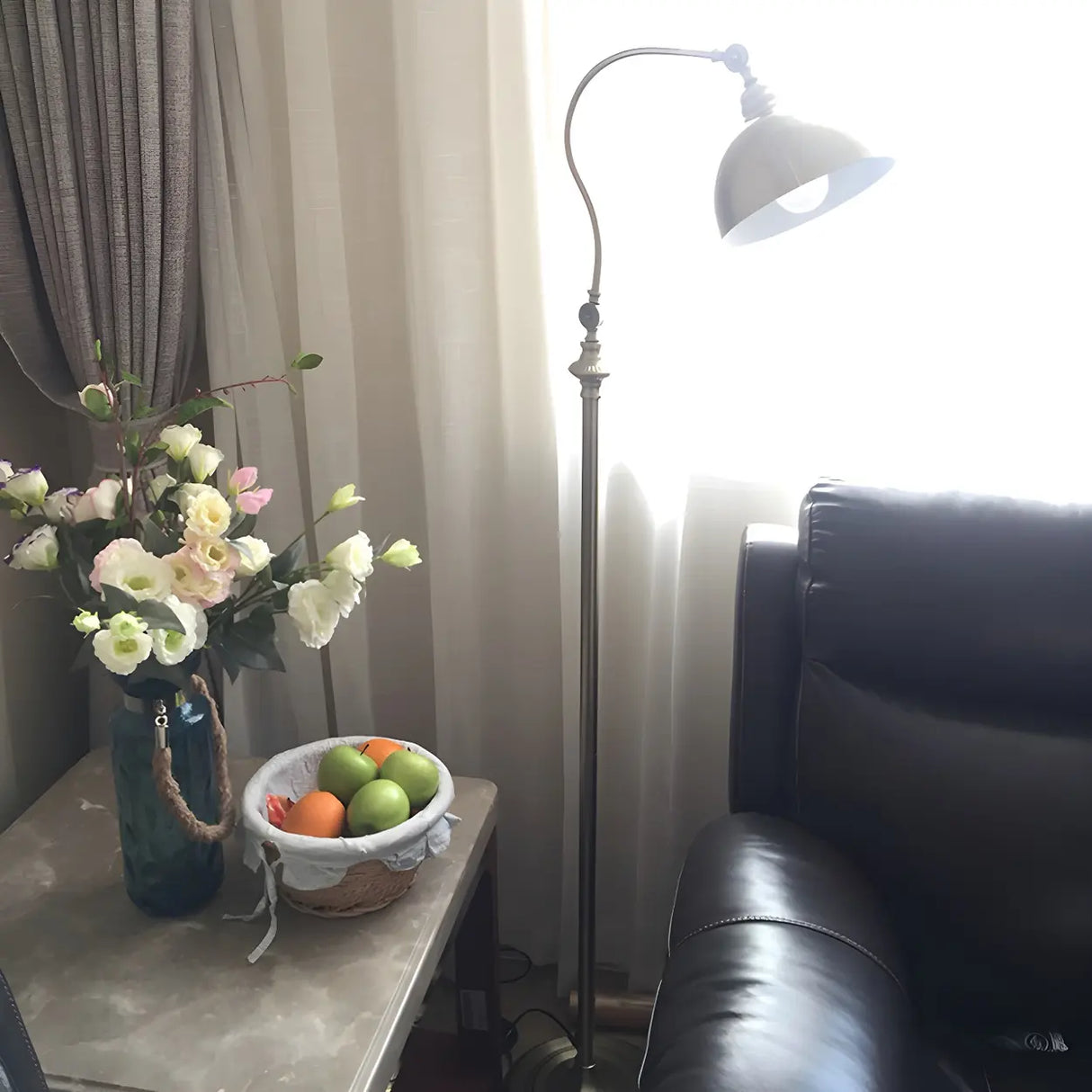 Contemporary Gold Dome Metal Living Room Floor Lamp Image - 5