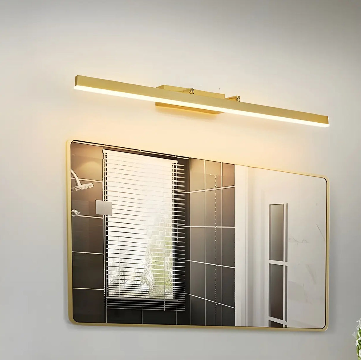 Contemporary Gold Linear LED Wall Mount Vanity Light Image - 5