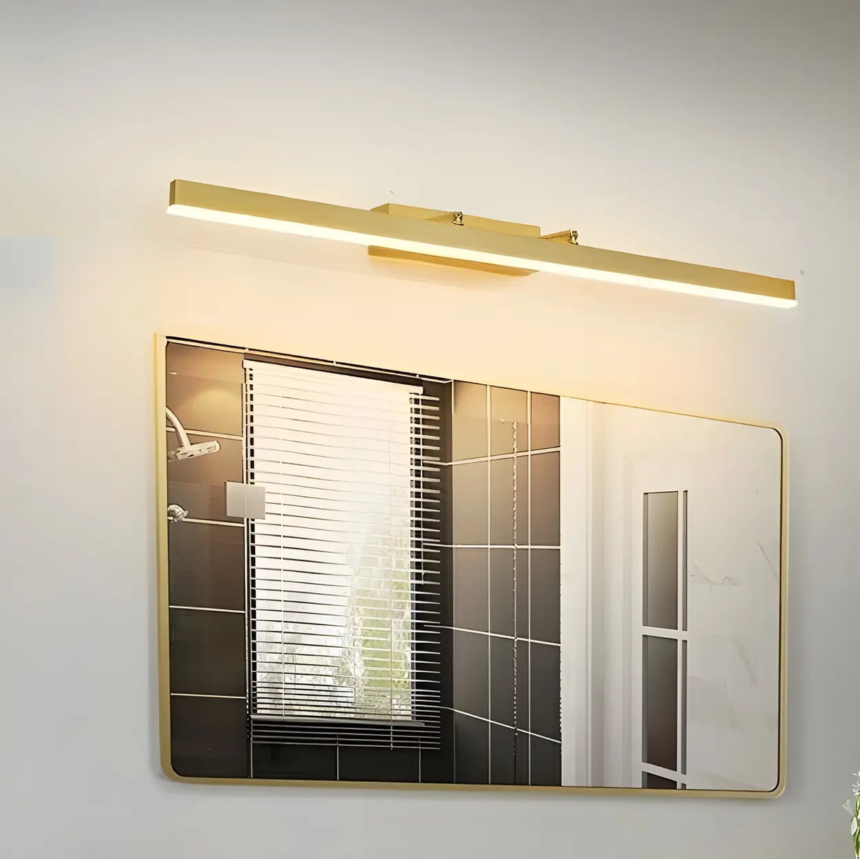 Contemporary Gold Linear LED Wall Mount Vanity Light Image - 7