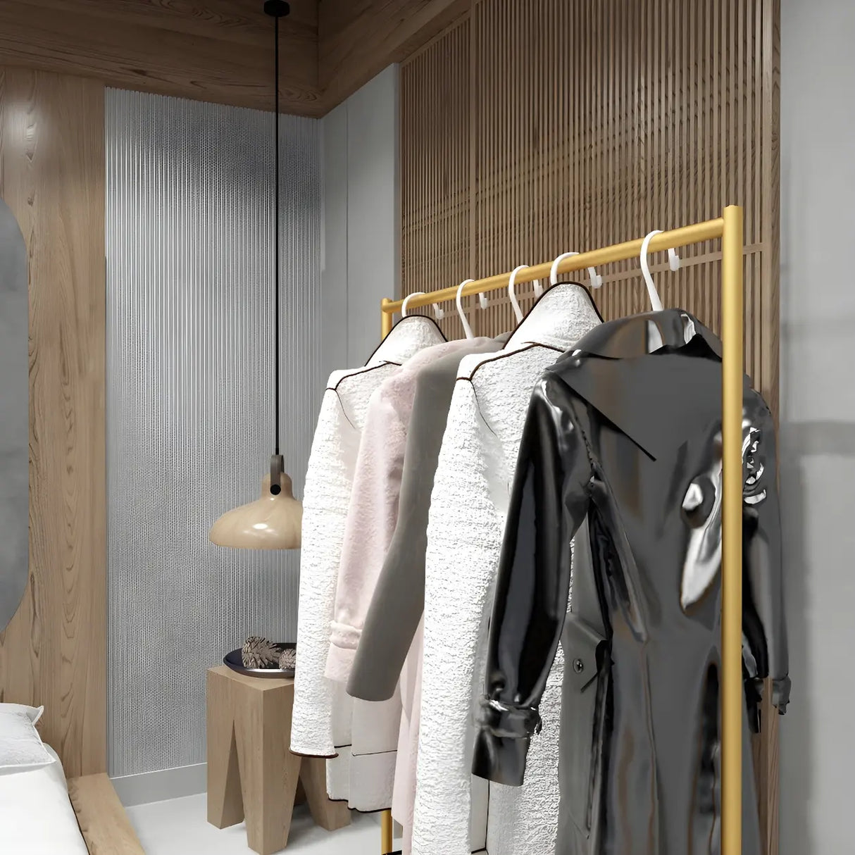 Contemporary Gold Metal Freestanding Entryway Coat Rack Image - 4