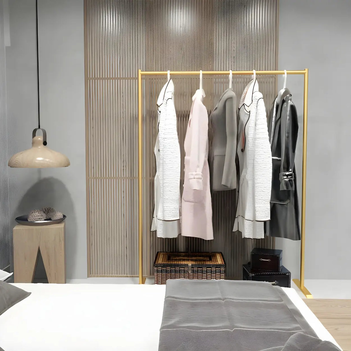 Contemporary Gold Metal Freestanding Entryway Coat Rack Image - 7