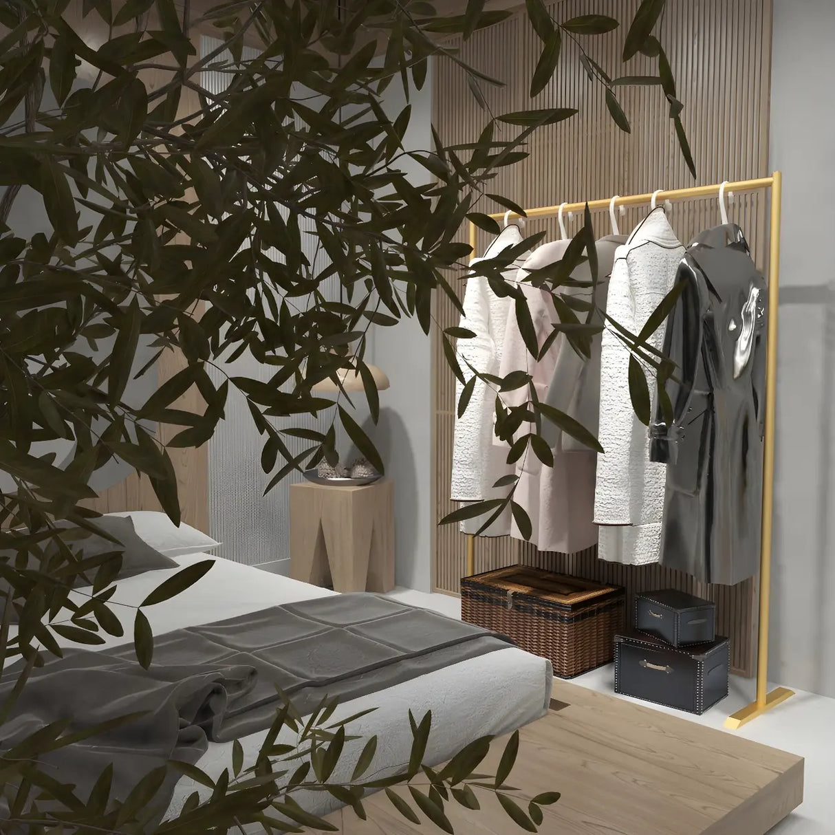 Contemporary Gold Metal Freestanding Entryway Coat Rack Image - 8