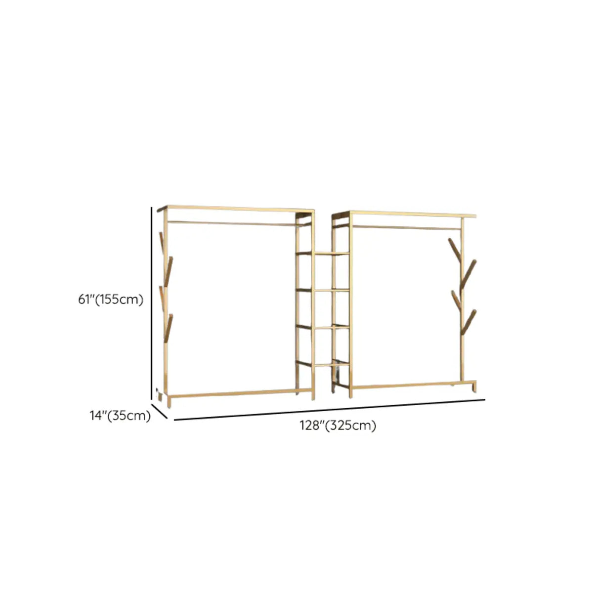 Contemporary Gold Metal Shelves and Hooks Coat Rack Image - 24