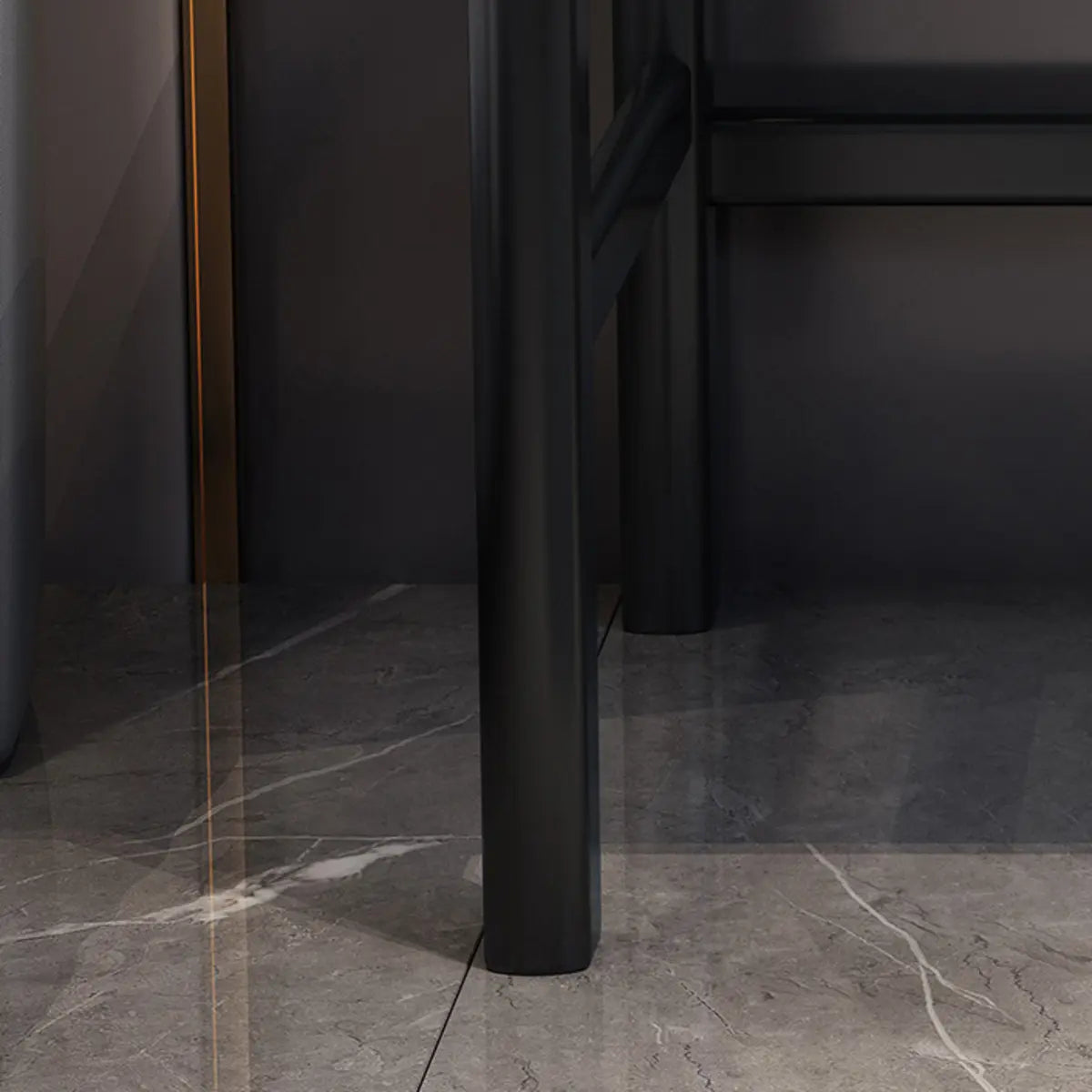 Contemporary Gray Stone Drawers H-Shape Computer Desk Image - 12