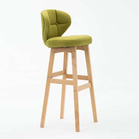 Contemporary Green Upholstered Bucket Bar Stools with Backrest Image - 1