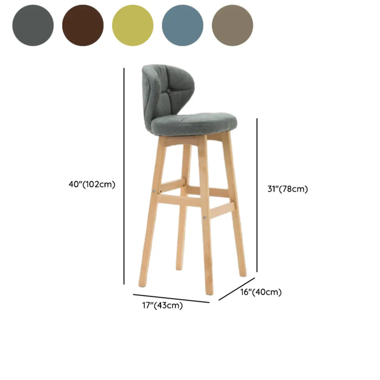 Contemporary Green Upholstered Bucket Bar Stools with Backrest Image - 21