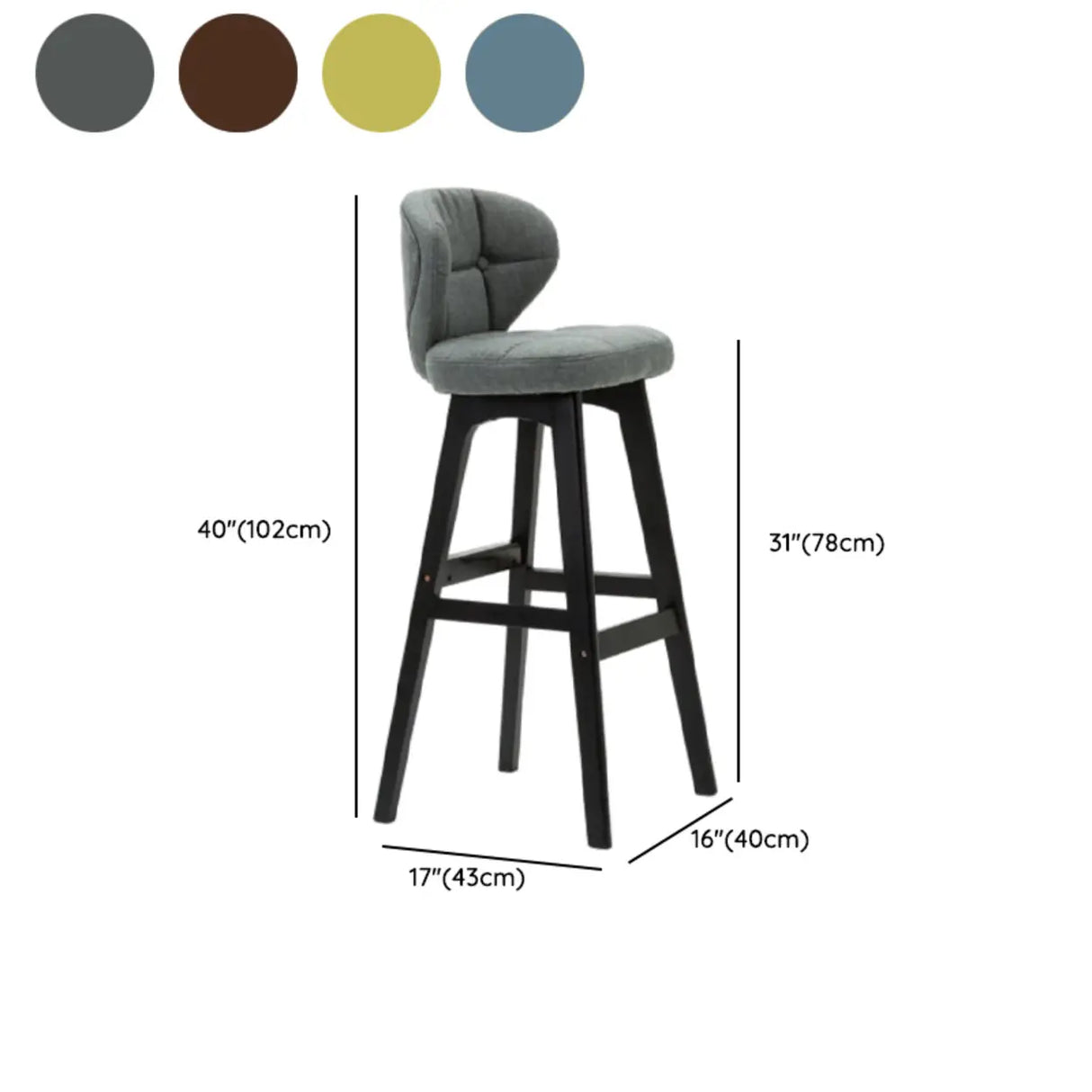 Contemporary Green Upholstered Bucket Bar Stools with Backrest Image - 22