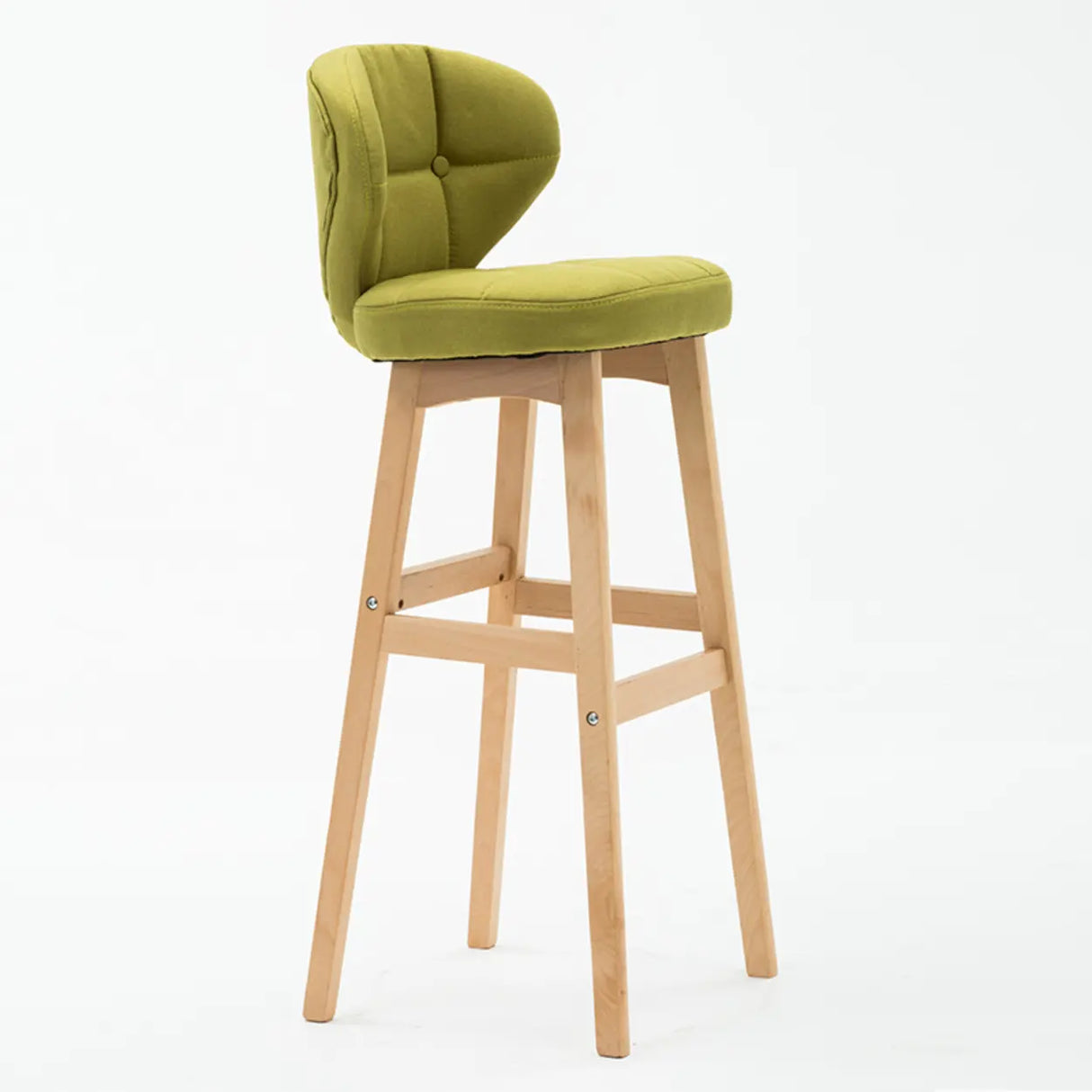 Contemporary Green Upholstered Bucket Bar Stools with Backrest Image - 8