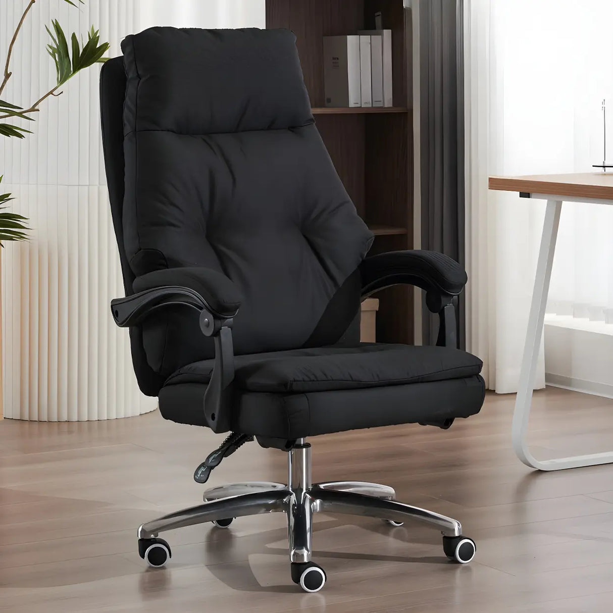 Contemporary High-Back Fabric Recline Office Chair Image - 14