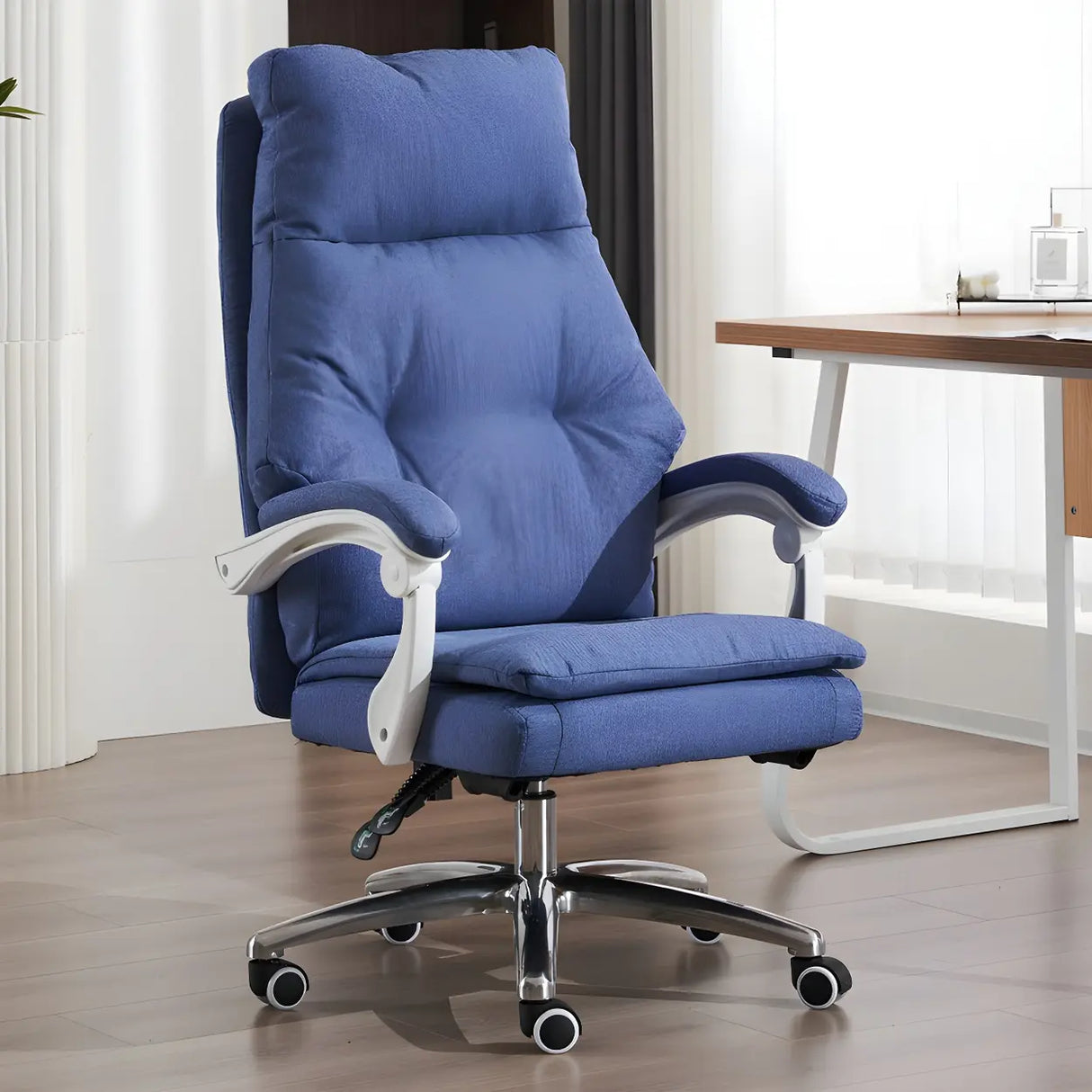 Contemporary High-Back Fabric Recline Office Chair Image - 5