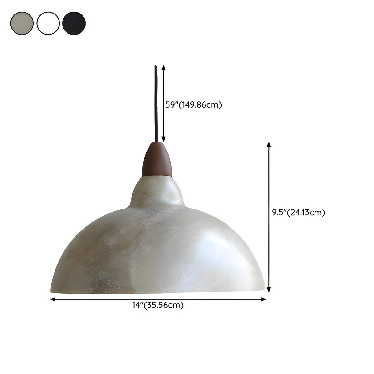 Contemporary Industrial Aluminum Dome Pendant Light