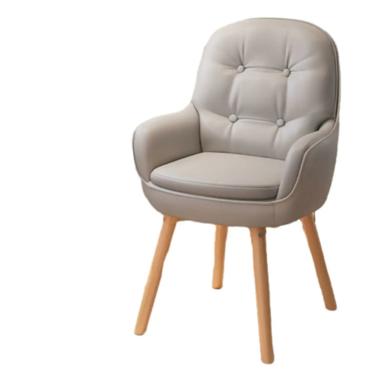 Contemporary Ivory Wood Frame Ergonomic Leather Office Chair Image - 13