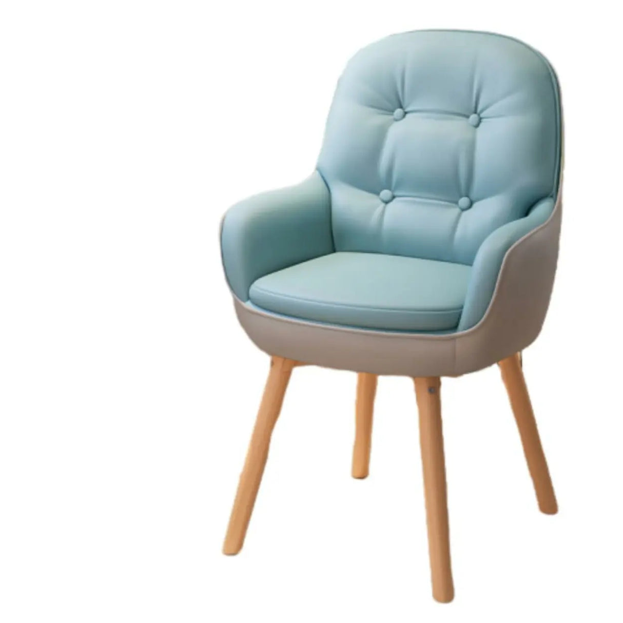 Contemporary Ivory Wood Frame Ergonomic Leather Office Chair Image - 14