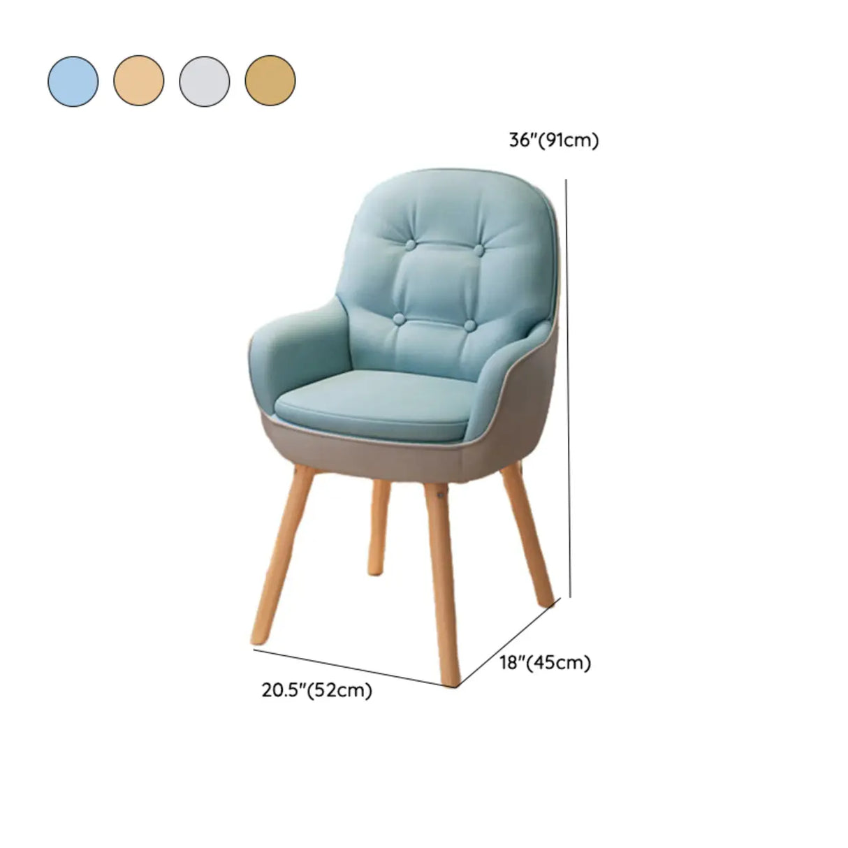 Contemporary Ivory Wood Frame Ergonomic Leather Office Chair