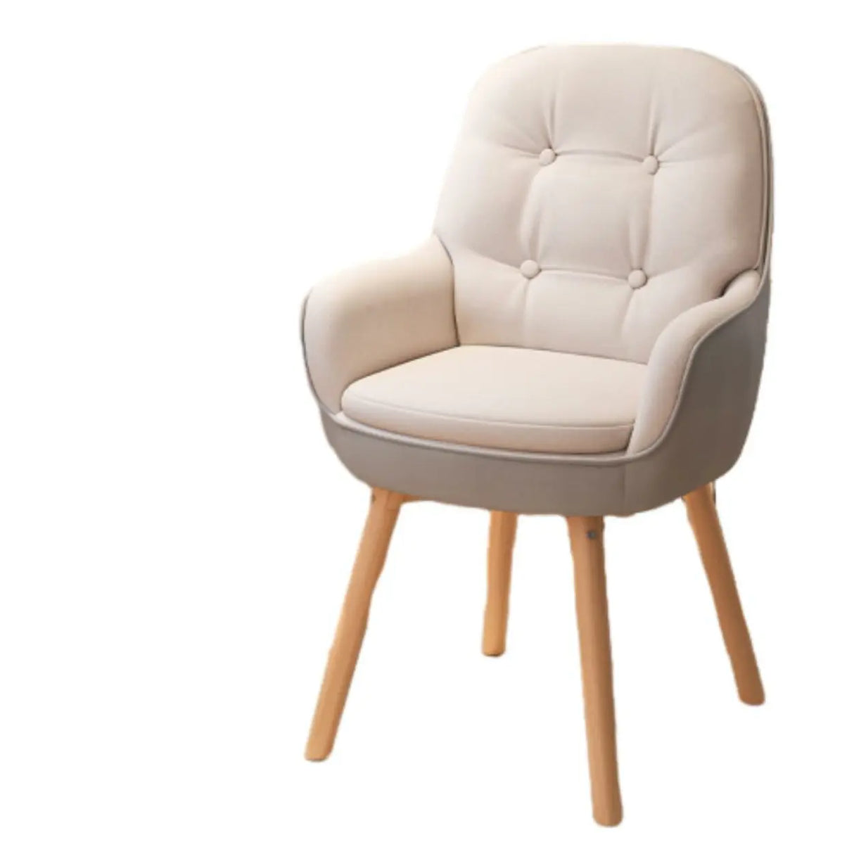 Contemporary Ivory Wood Frame Ergonomic Leather Office Chair Image - 2