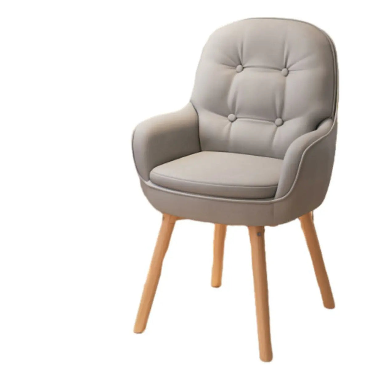 Contemporary Ivory Wood Frame Ergonomic Leather Office Chair Image - 5