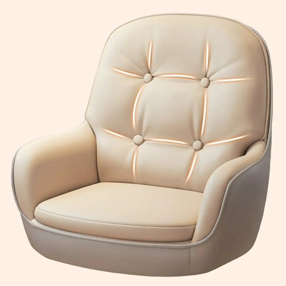 Contemporary Ivory Wood Frame Ergonomic Leather Office Chair Image - 6