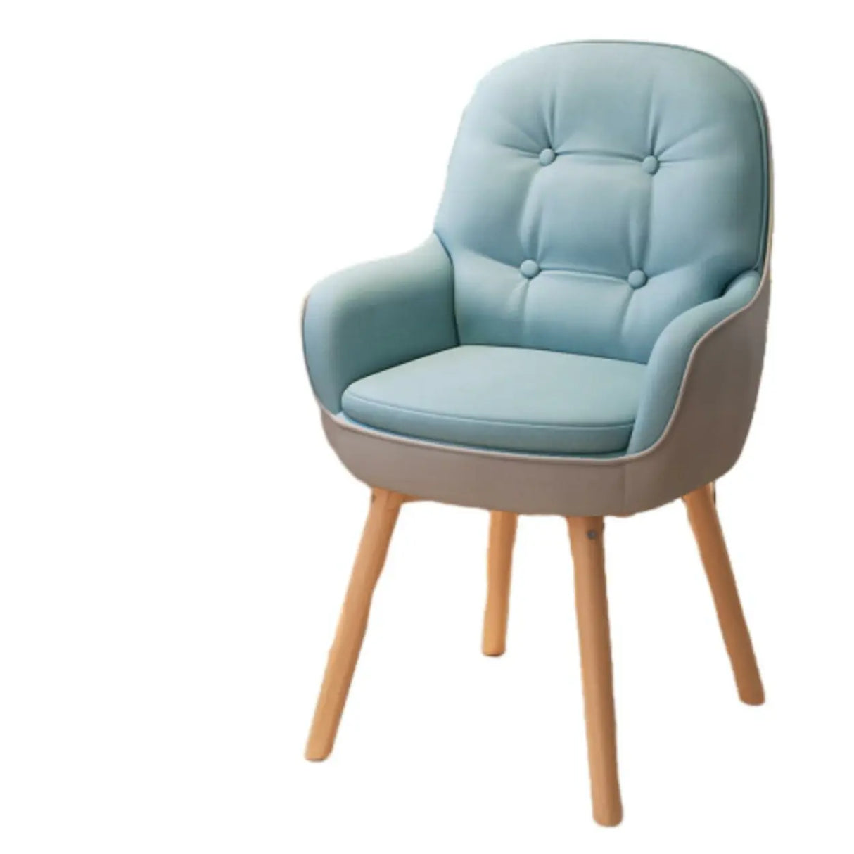 Contemporary Ivory Wood Frame Ergonomic Leather Office Chair Image - 7