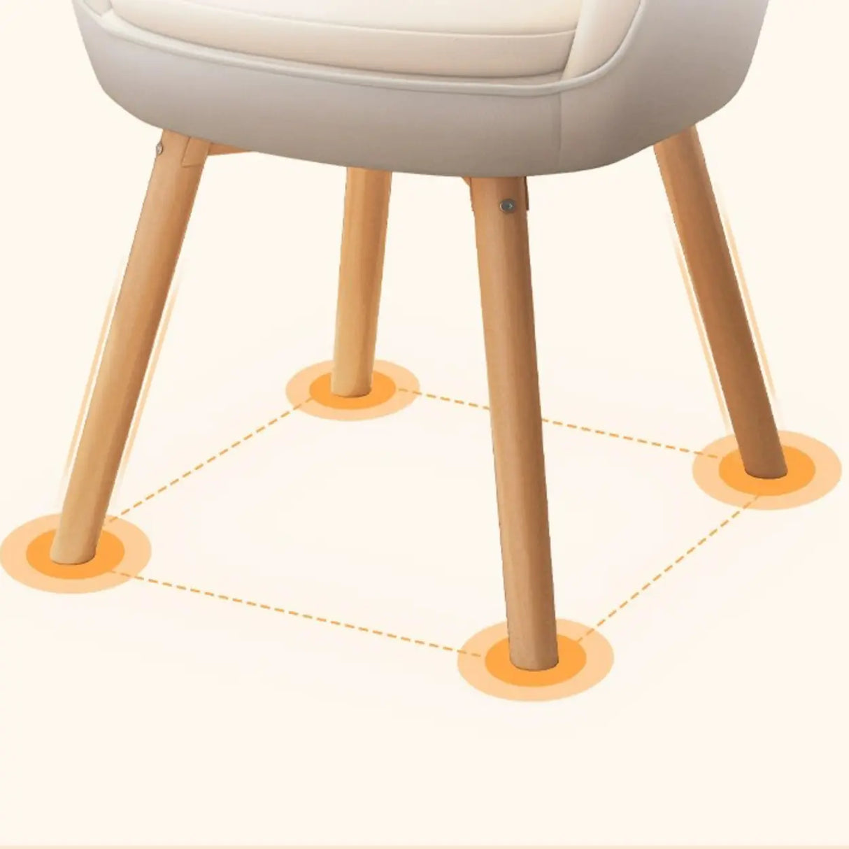 Contemporary Ivory Wood Frame Ergonomic Leather Office Chair Image - 8