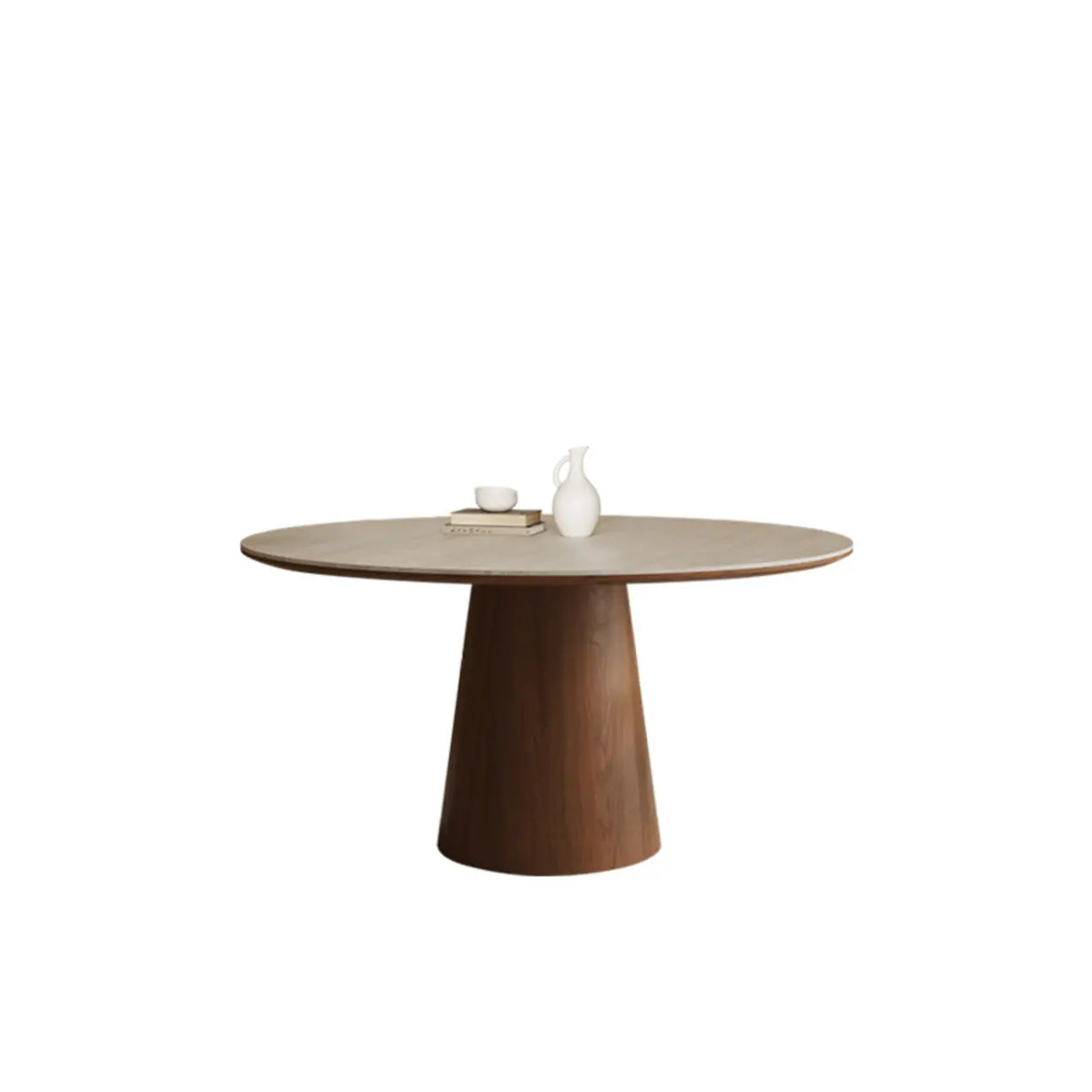 Beige 43.3"L x 43.3"W x 29.5"H Table Only Contemporary Lazy Susan Rotating Tray Round Dining Table Image - 11