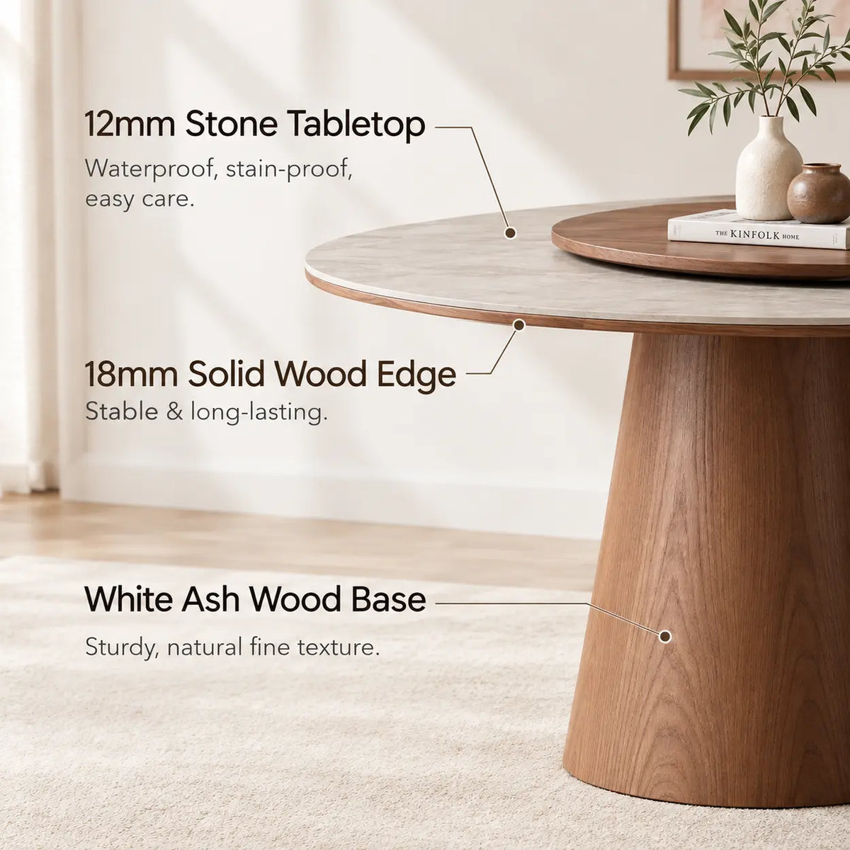 Contemporary Lazy Susan Rotating Tray Round Dining Table Image - 5