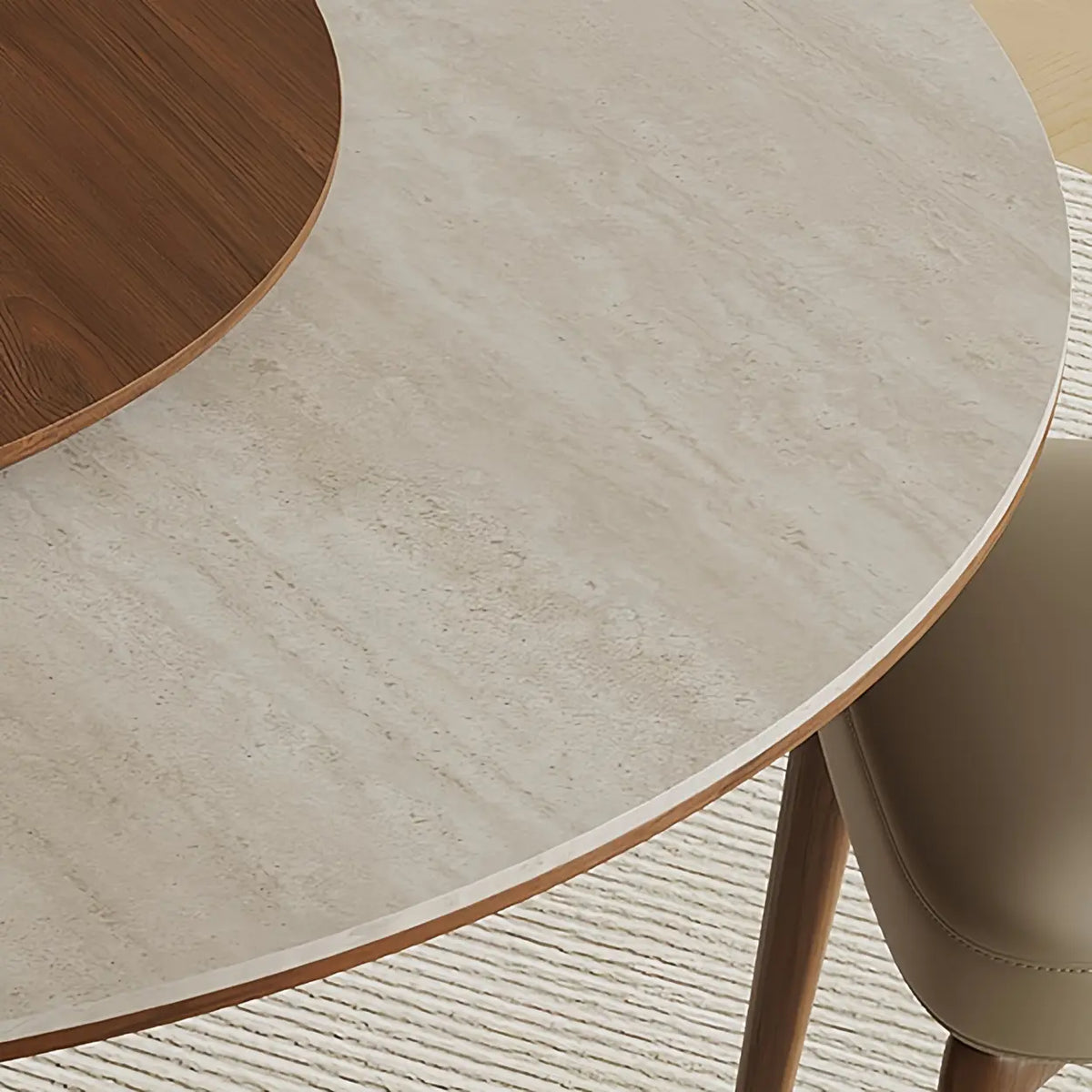 Contemporary Lazy Susan Rotating Tray Round Dining Table Image - 8