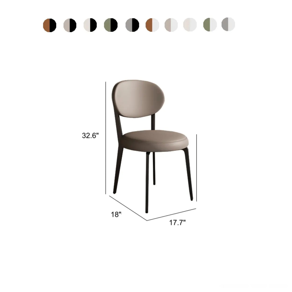 Contemporary Leather Armless Low Curved Back Dining Chair