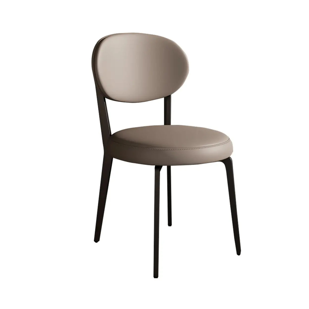 Contemporary Leather Armless Low Curved Back Dining Chair Image - 8