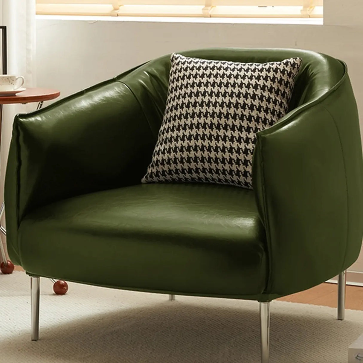 Contemporary Leather Black Lounge Accent Chair Image - 10