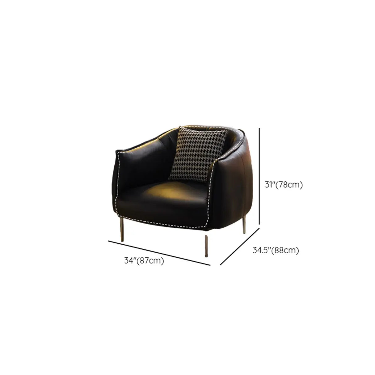 Contemporary Leather Black Lounge Accent Chair Image - 15