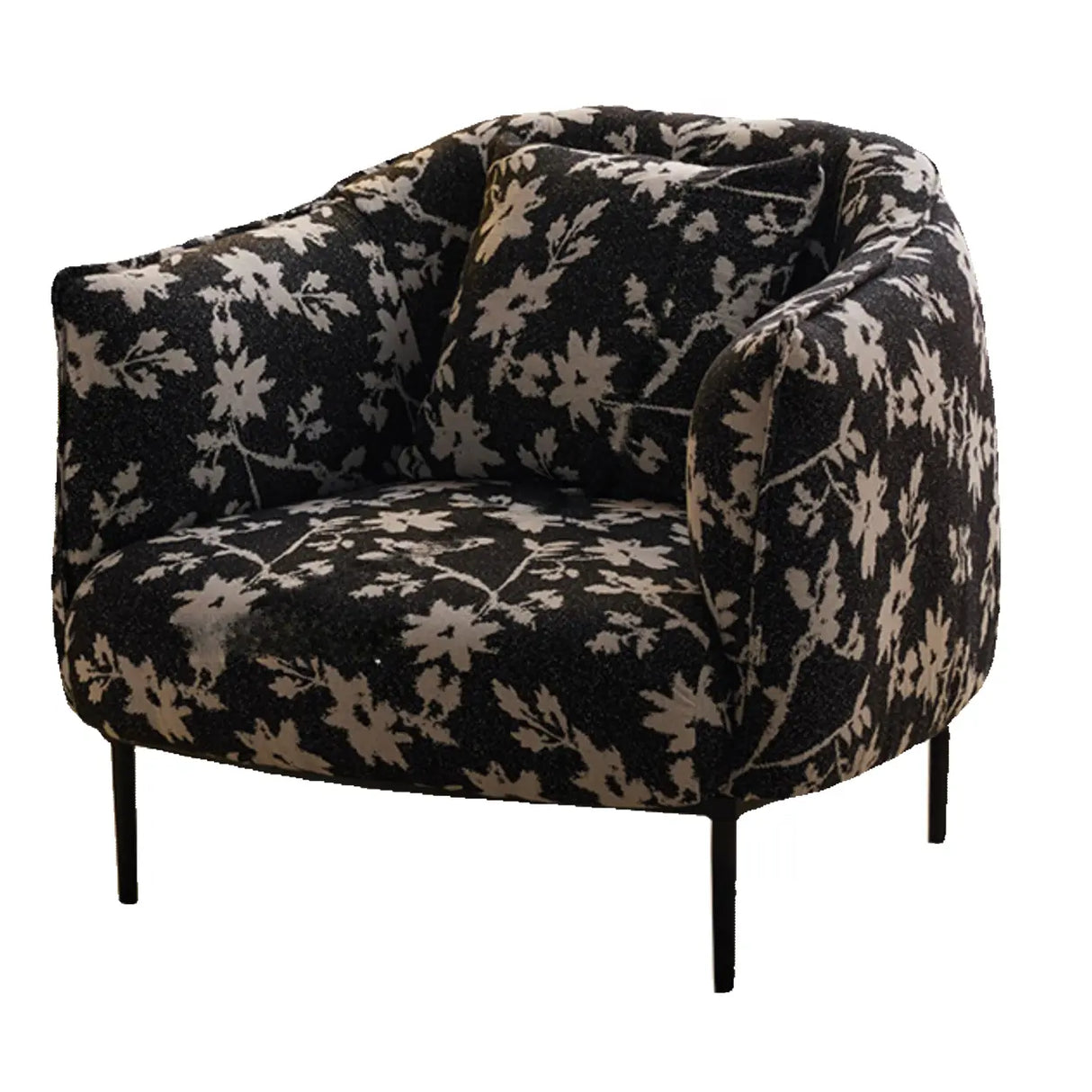 Contemporary Leather Black Lounge Accent Chair Image - 4