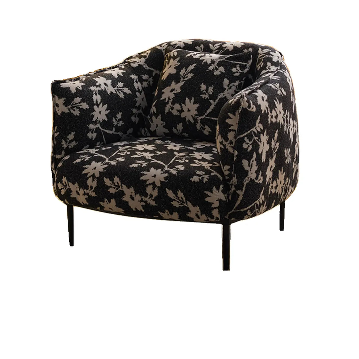 Contemporary Leather Black Lounge Accent Chair Image - 8