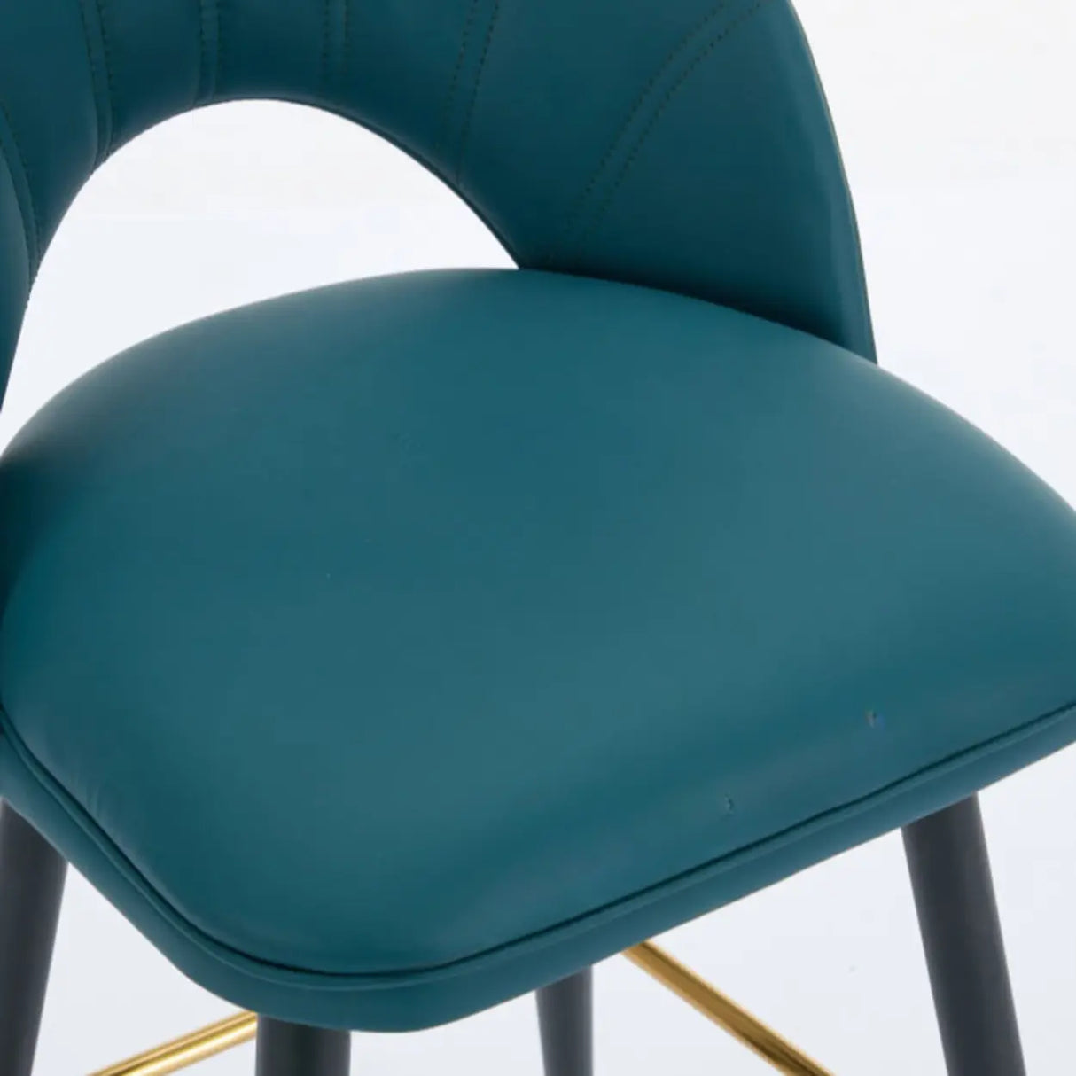 Contemporary Leather Curved Back Bar Stool with Metal Legs Image - 12