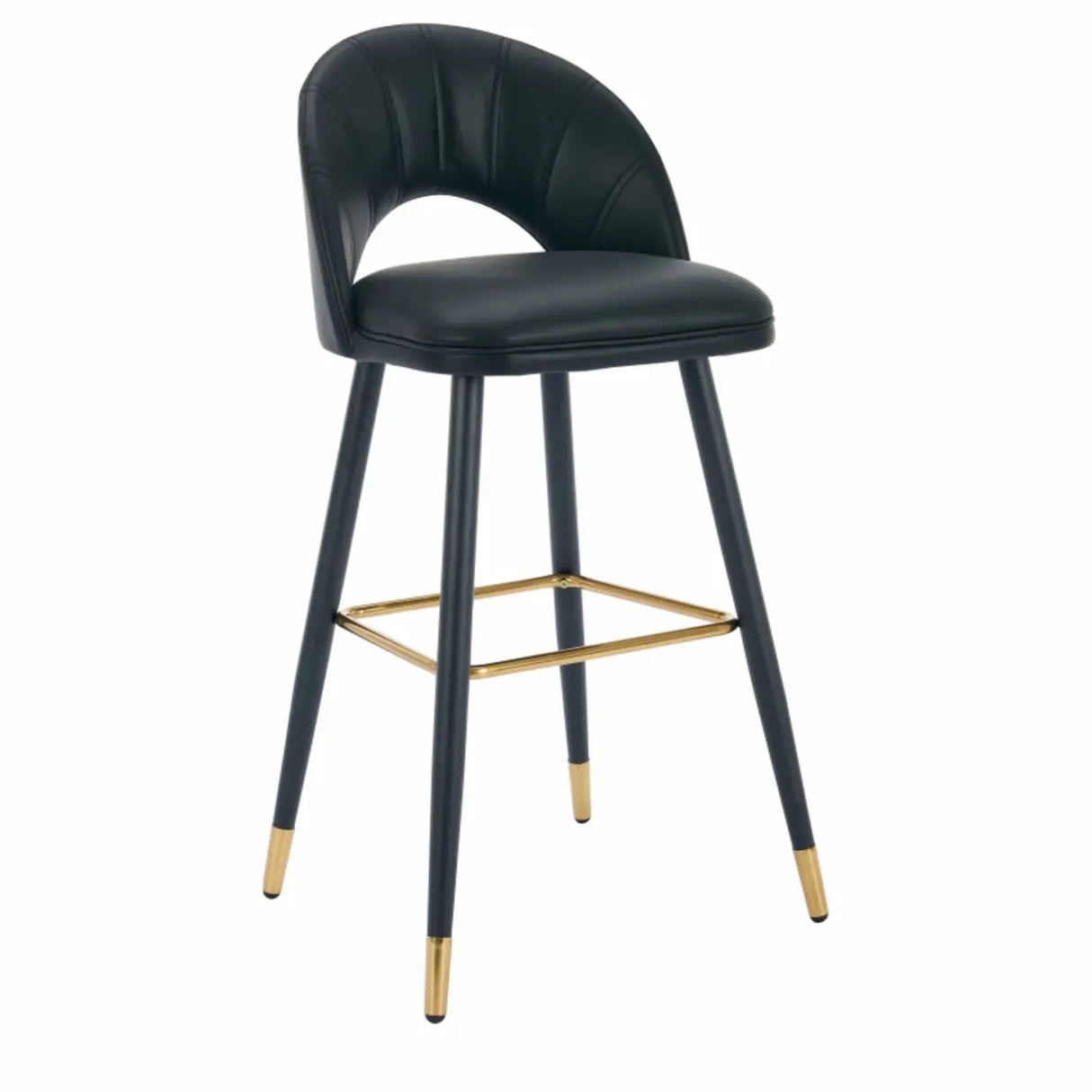 Contemporary Leather Curved Back Bar Stool with Metal Legs Image - 13