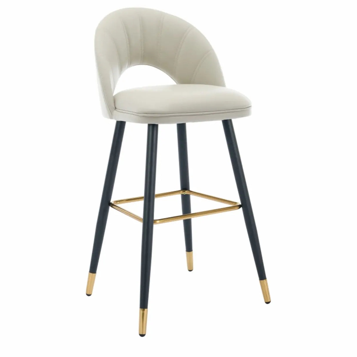 Contemporary Leather Curved Back Bar Stool with Metal Legs Image - 9