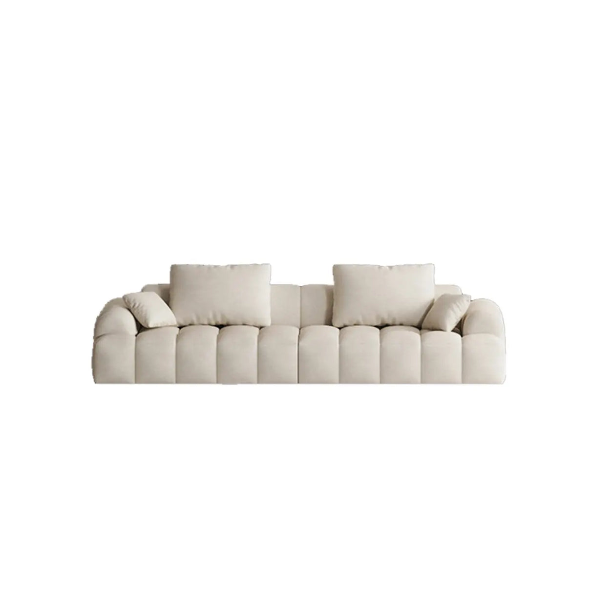 Contemporary Long Curved Fabric Standard Beige Sofa Image - 9