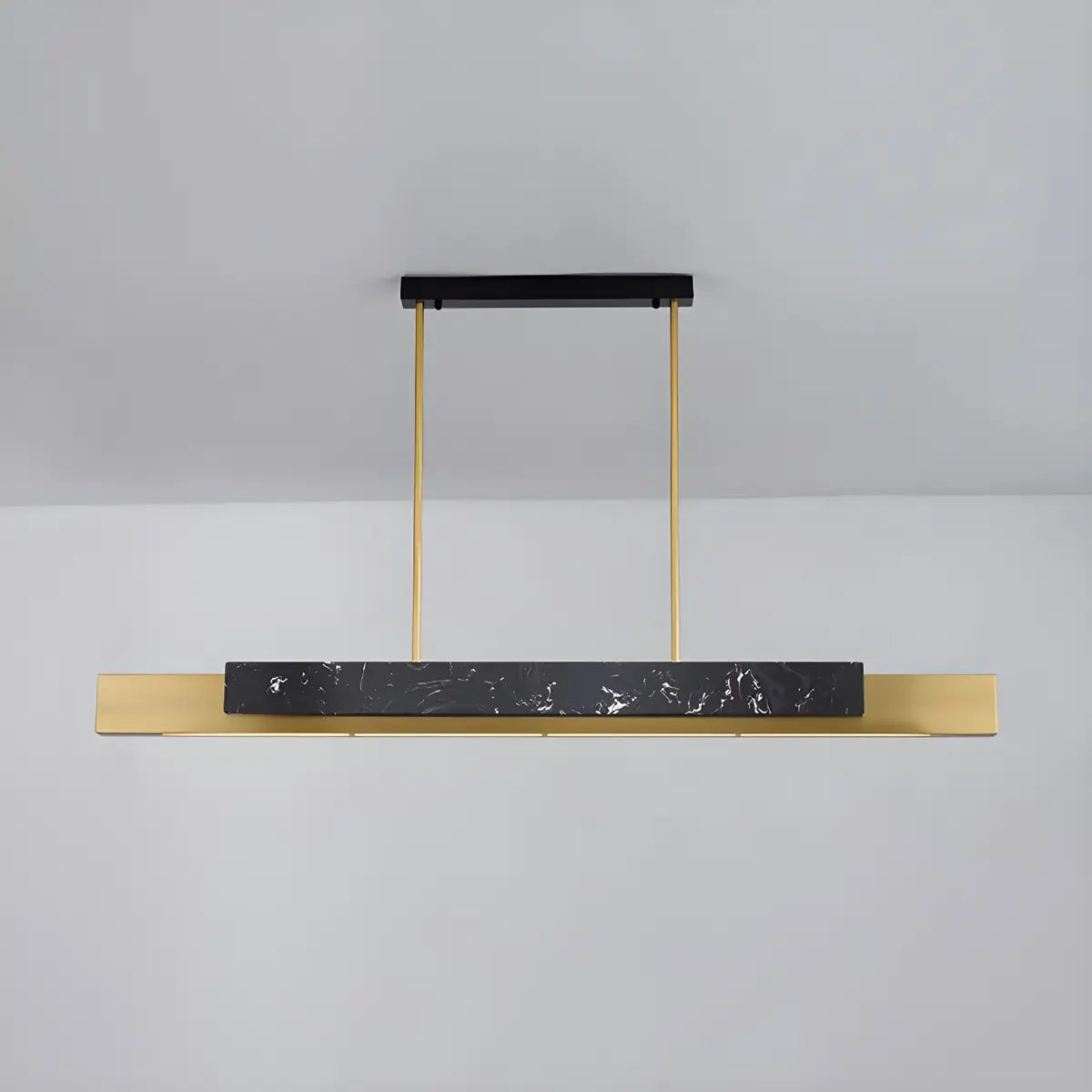 Contemporary Marble Linear Large Black Pendant Island Light Image - 10