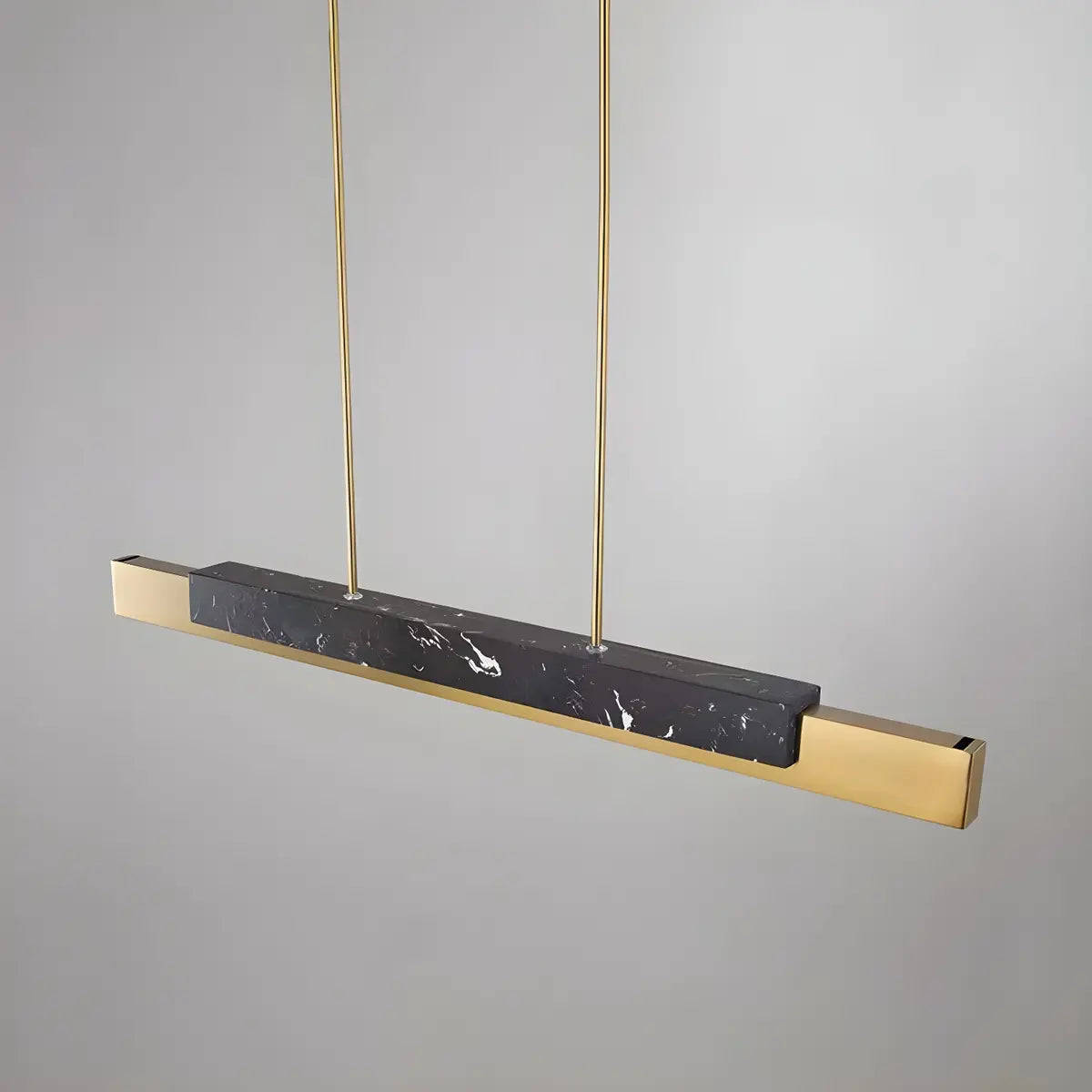 Contemporary Marble Linear Large Black Pendant Island Light Image - 11