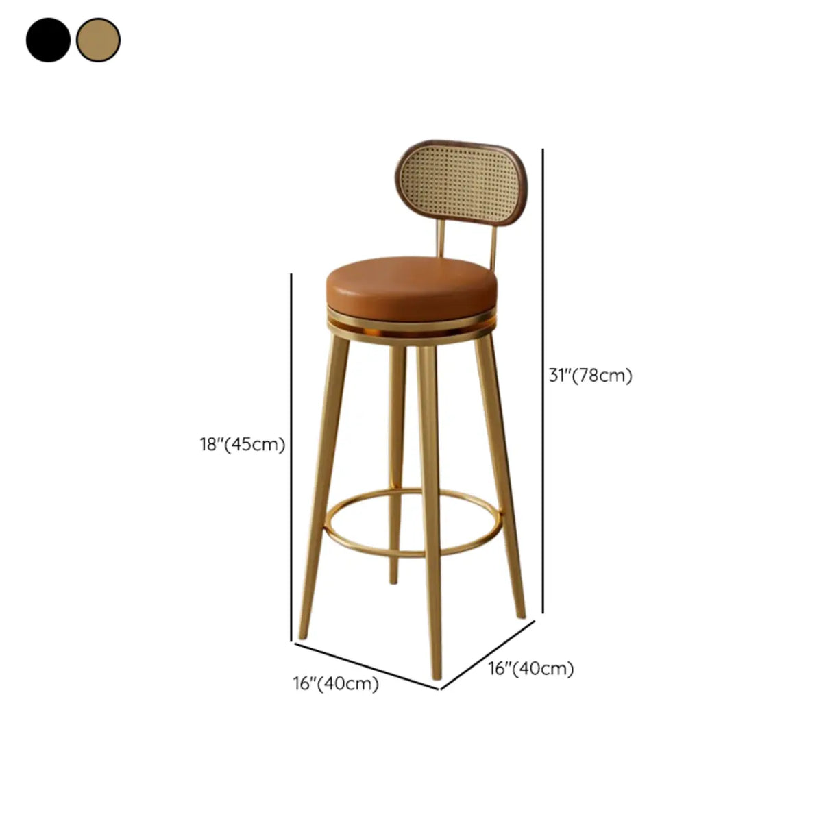 Contemporary Metal Frame Round Bar Stool with Padded Seat Image - 17