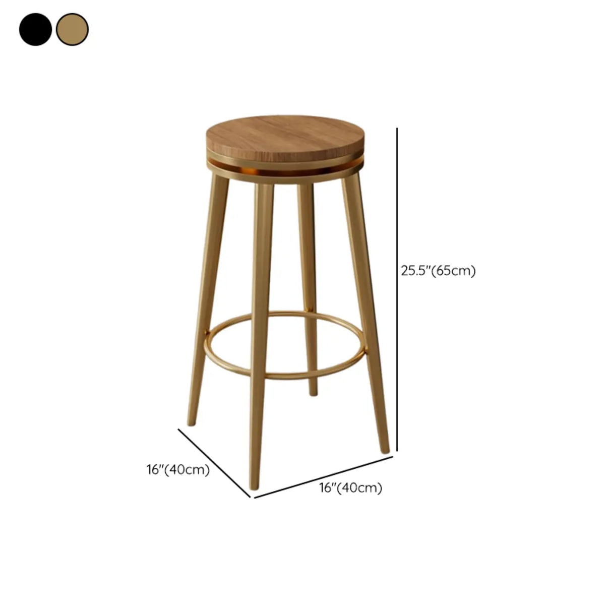 Contemporary Metal Frame Round Bar Stool with Padded Seat Image - 20
