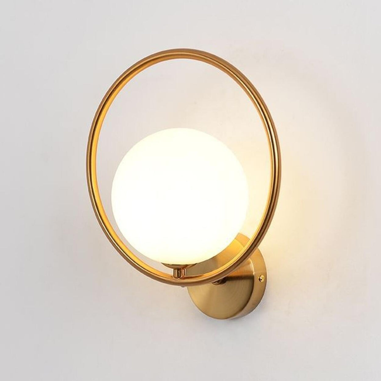 Contemporary Metal Ring and Globe LED Wall Sconce Image - 11