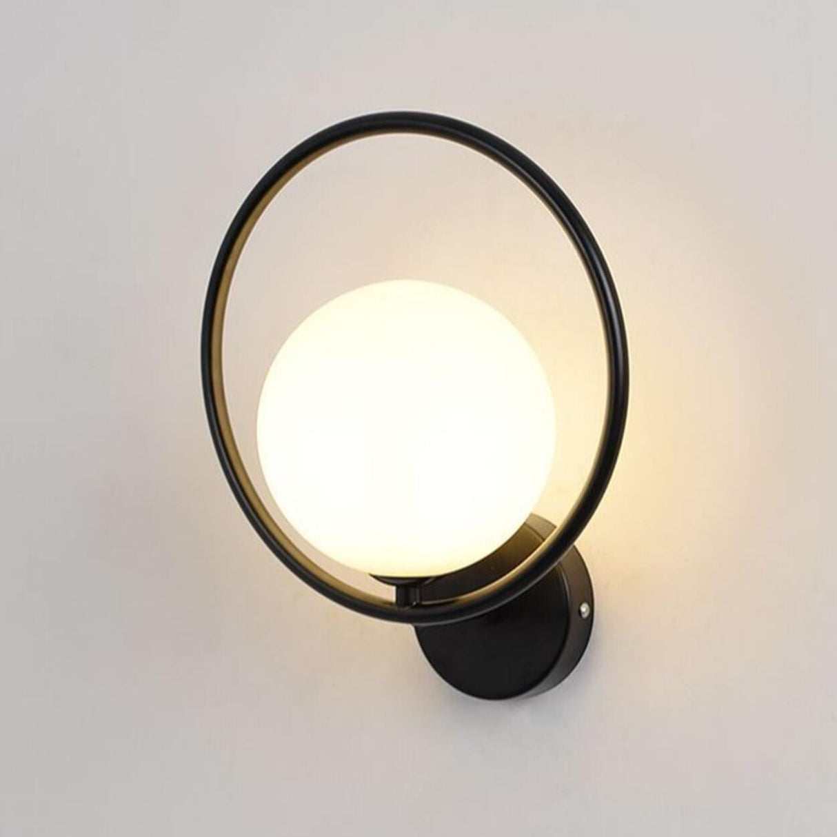 Contemporary Metal Ring and Globe LED Wall Sconce Image - 12