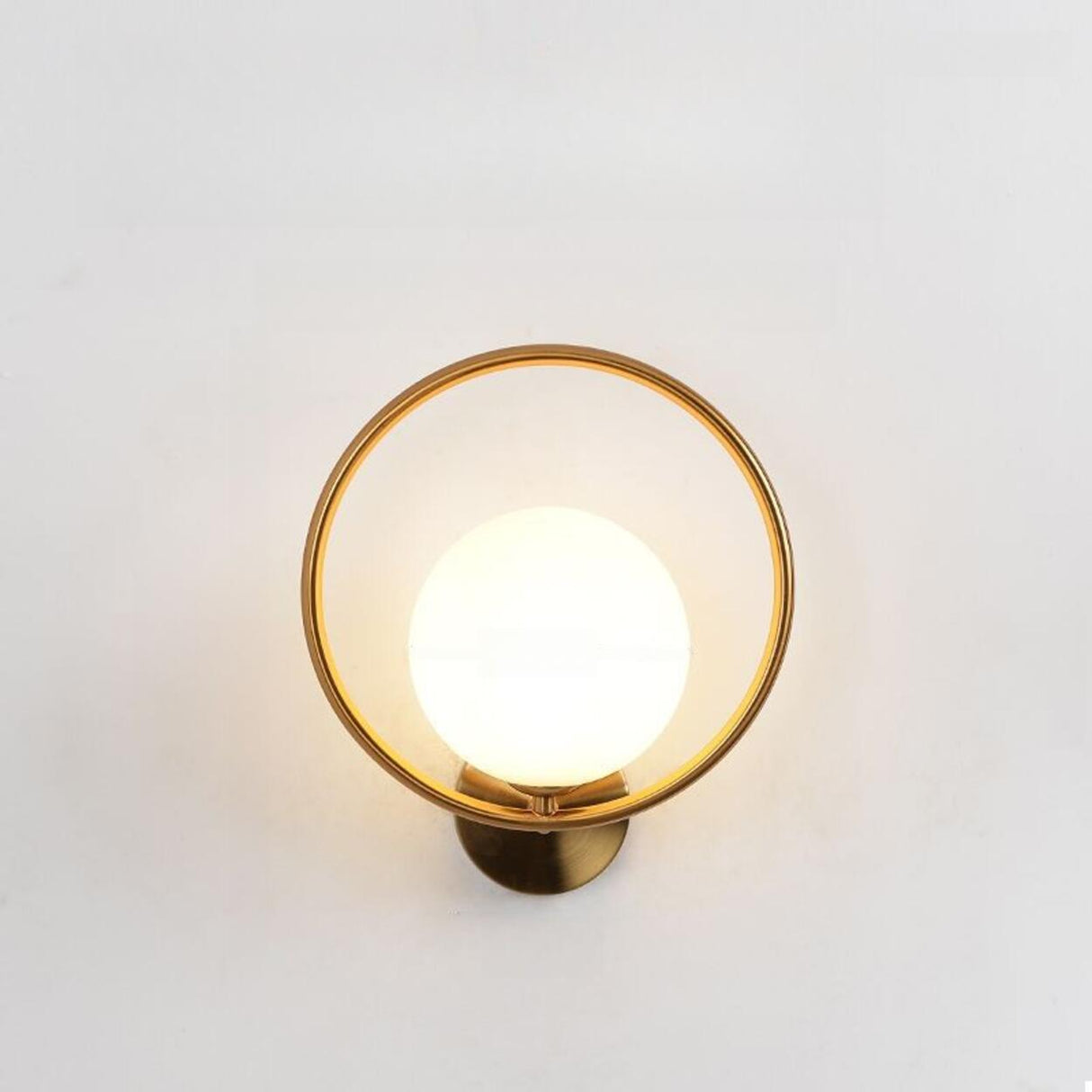 Contemporary Metal Ring and Globe LED Wall Sconce Image - 6