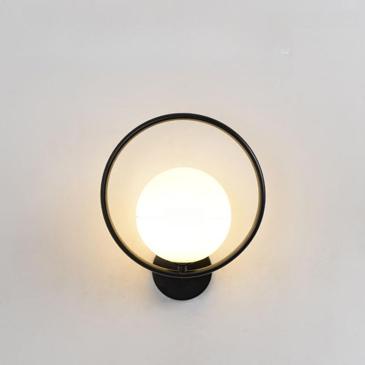 Contemporary Metal Ring and Globe LED Wall Sconce Image - 7