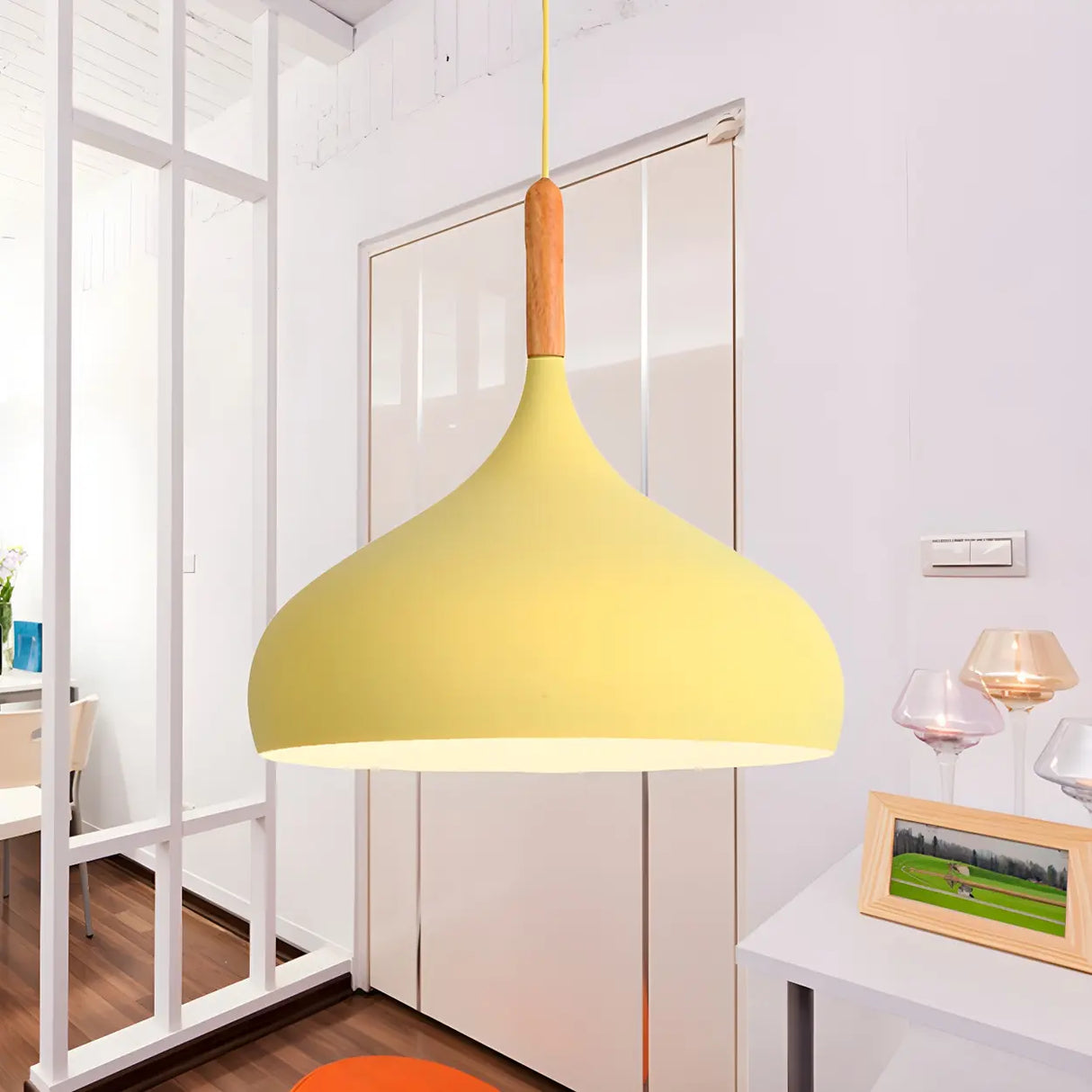 Contemporary Metal Teardrop-Shaped Pendant Light Image - 15