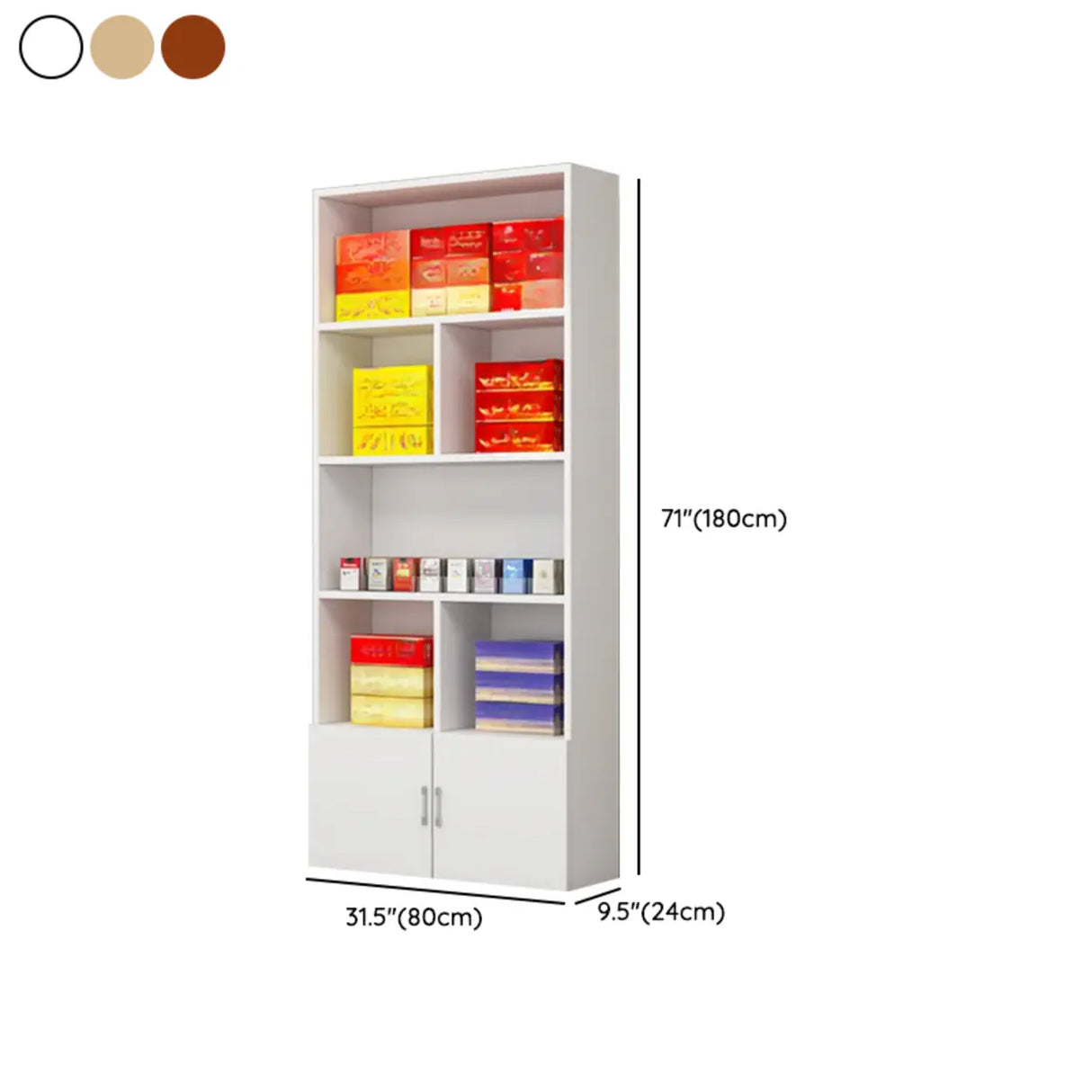 Contemporary Open Walnut Standard Storage Wine Cabinet Image - 22