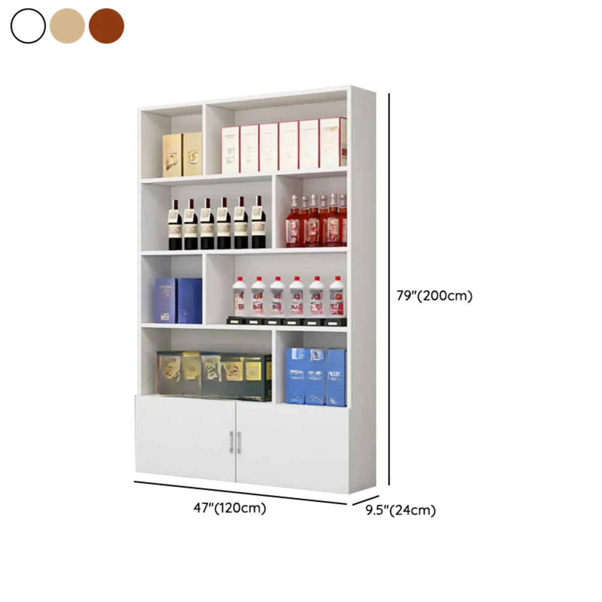 Contemporary Open Walnut Standard Storage Wine Cabinet Image - 28